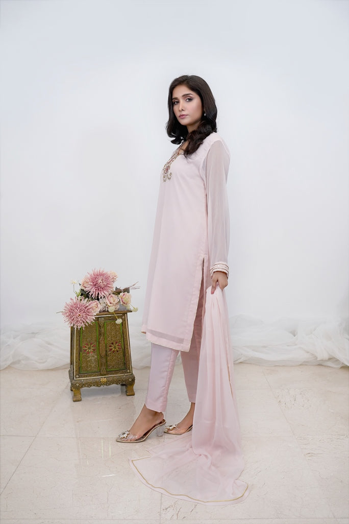 Pink Blossom- 03 PC Hand Embroidered Suit-S2024618