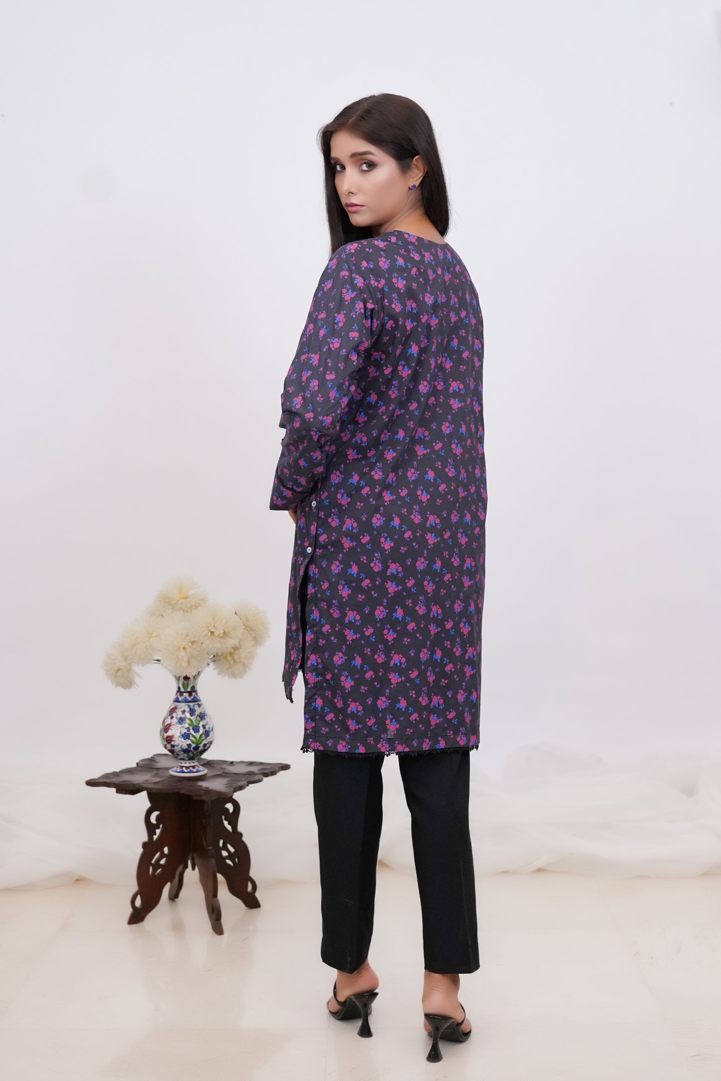 Black Floral Printed Shirt