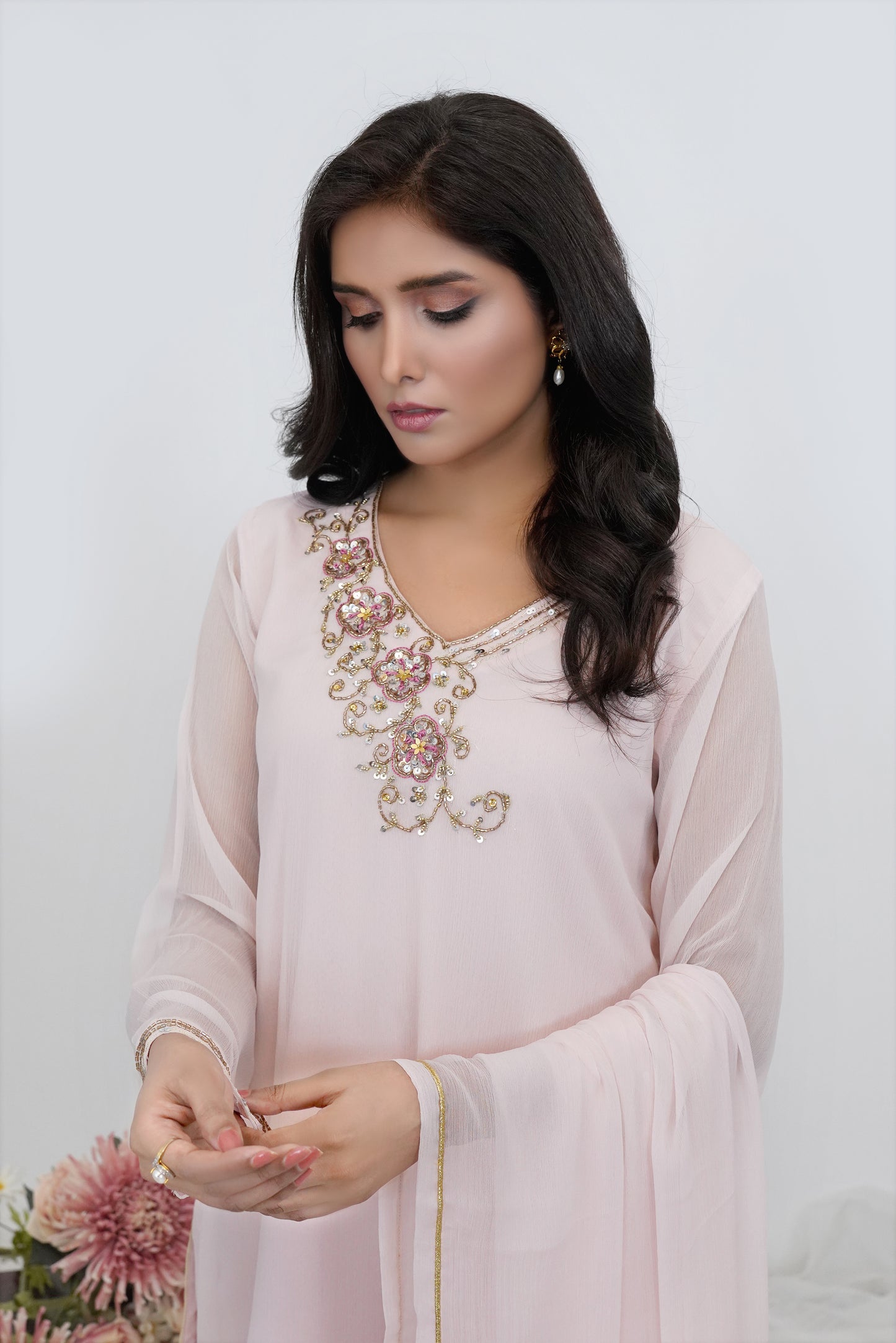 Pink Blossom- 03 PC Hand Embroidered Suit-S2024618
