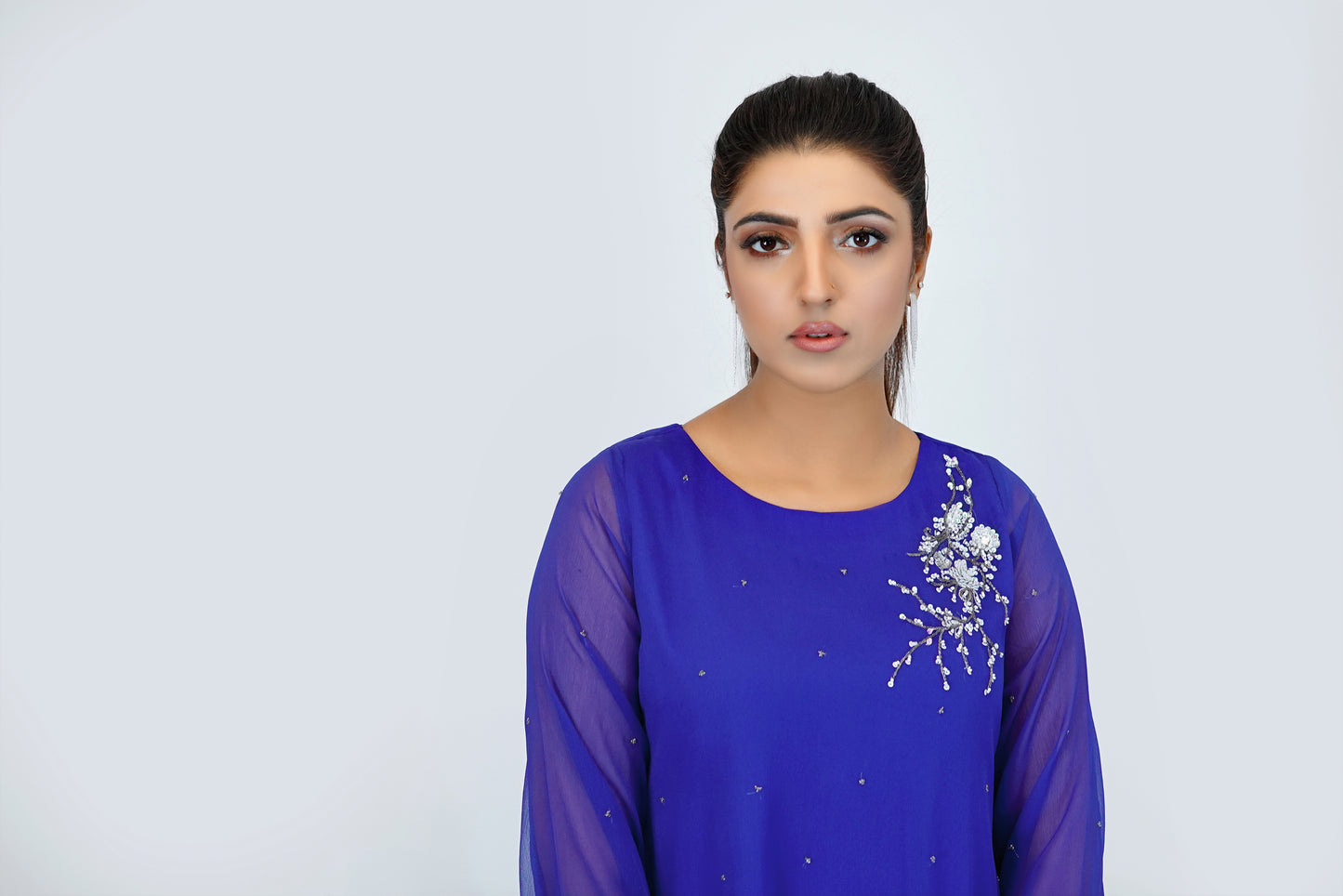 Imperial Blue- 3 PC Top with Gharara- CE20240201