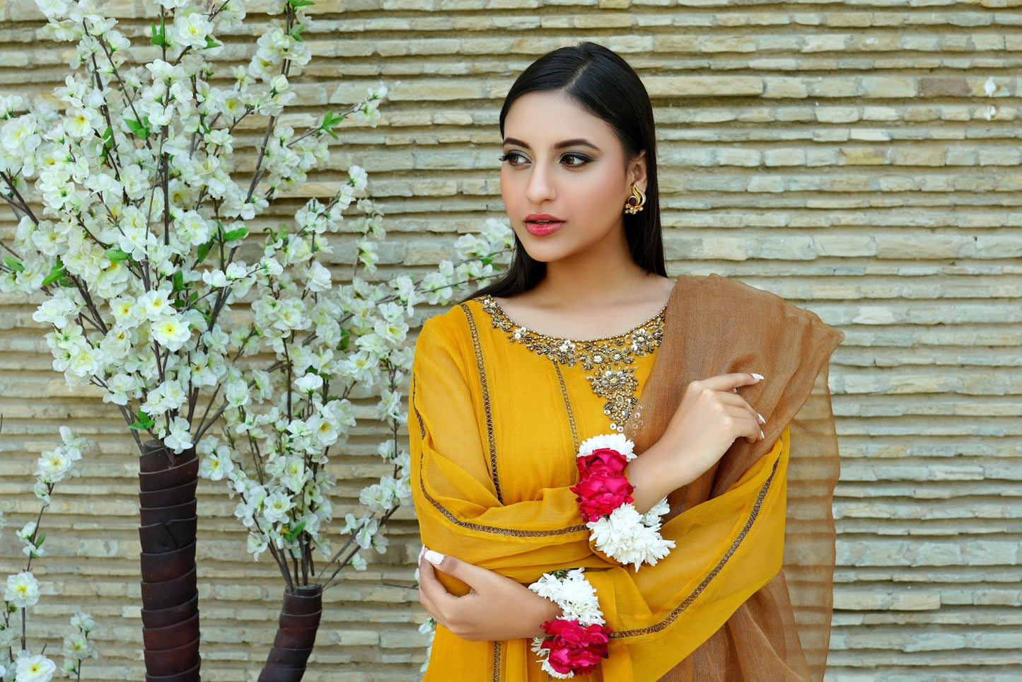 Panelled Chiffon Shirt 03 PC Suit with Malai Pants & Mysori Dupatta - CE20241011