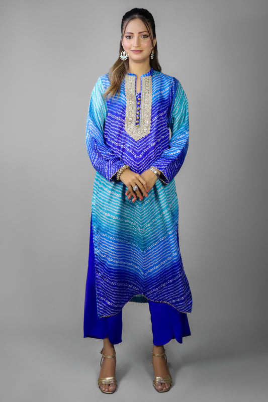 JUNEA - SILK CHUNRI WITH GOLD NECKLINE - 2 PC Suit - CK20251256