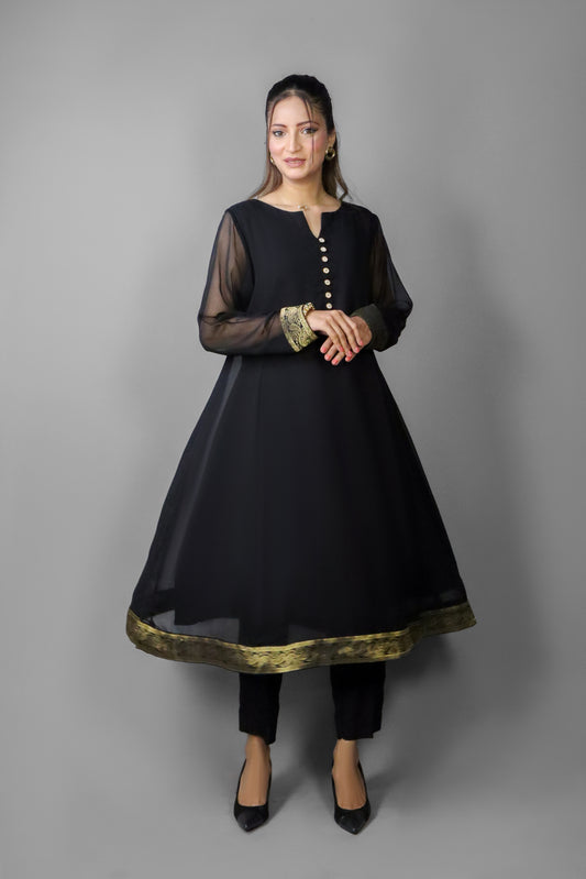 AURORA - CHIFFON PANELLED SHIRT - 3 PC Suit - CK20251253