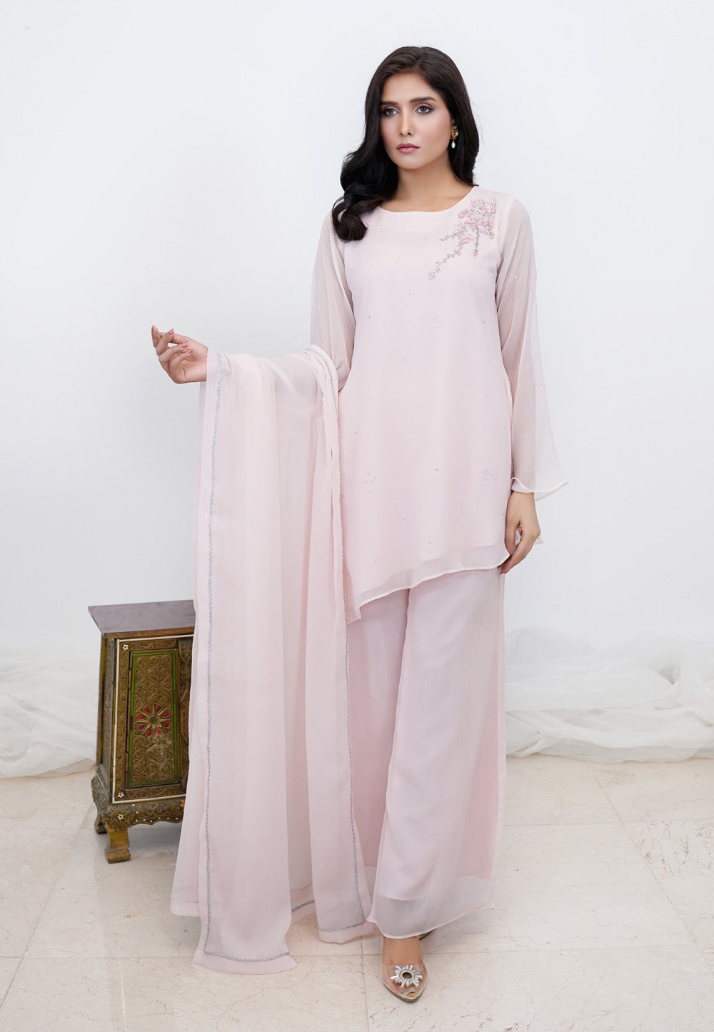 Whispering Pink-03 PC Powder Pink Chiffon-S2024605