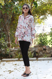 Floral Printed Silk button-down Western top