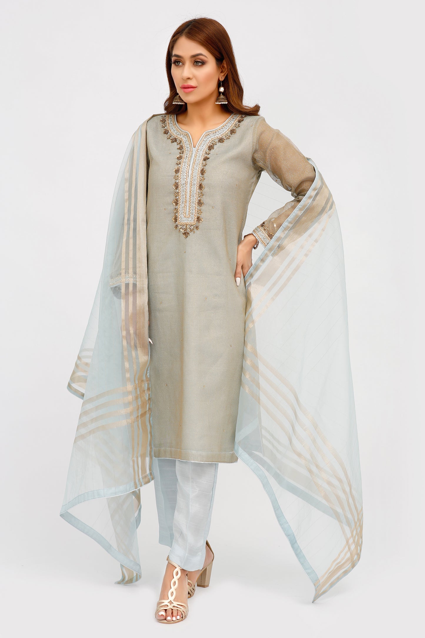 Blue Belle & Gold- 03 PC Suit -CF0090322