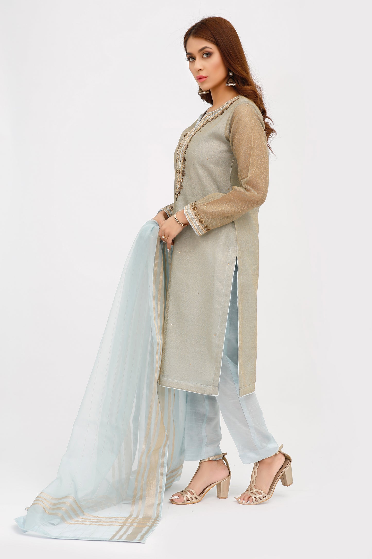 Blue Belle & Gold- 03 PC Suit -CF0090322