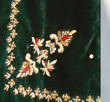 3PC Festive Suit - Hand-embroidered Velvet Kameez, jamawar trouser & Maisoori Dupatta