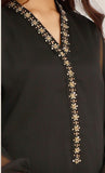 1PC Black Chiffon Kameez with hand-embroidered neckline