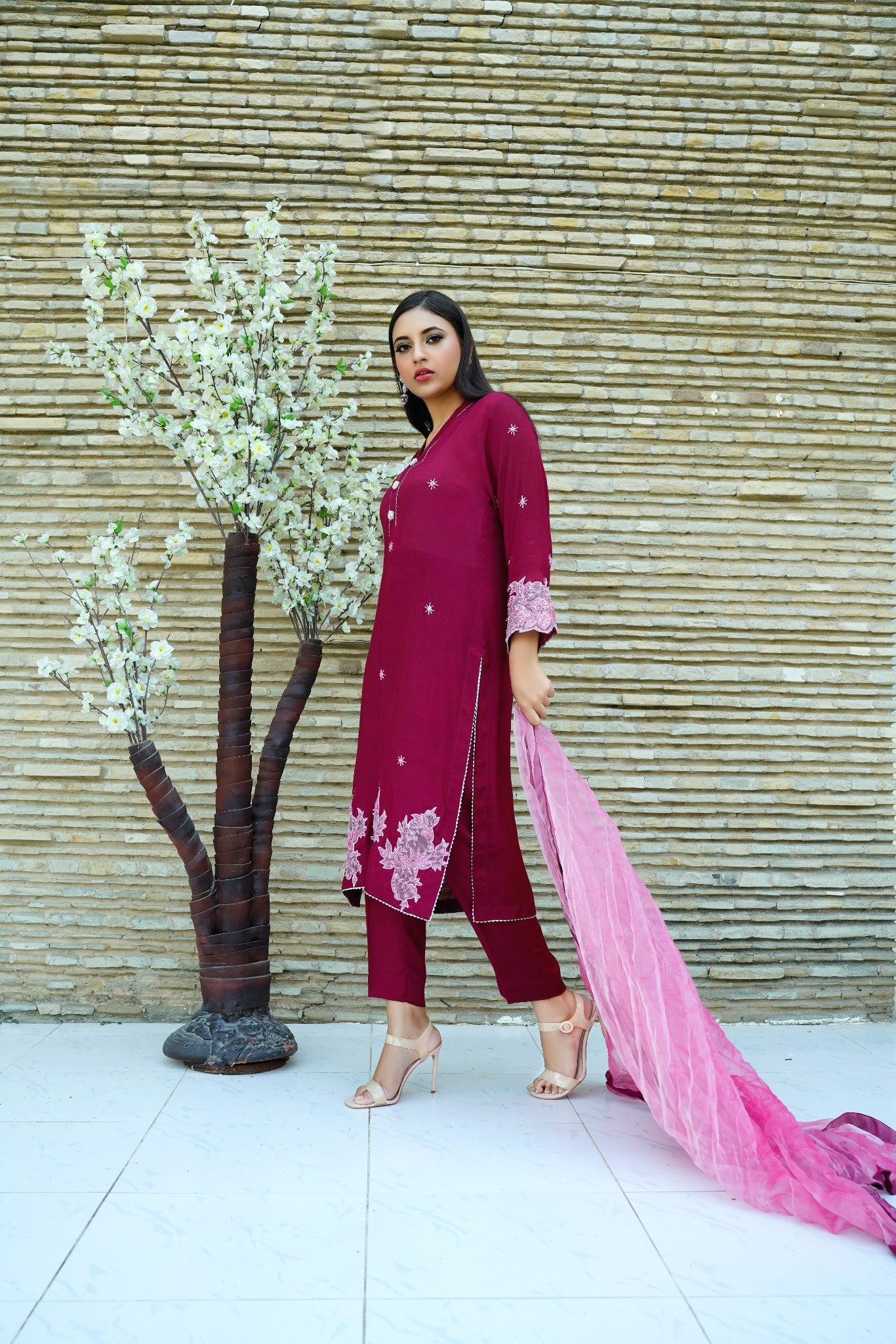 Plum Dreams - Chic Straight Shirt 03 PC Suit - CE20241021