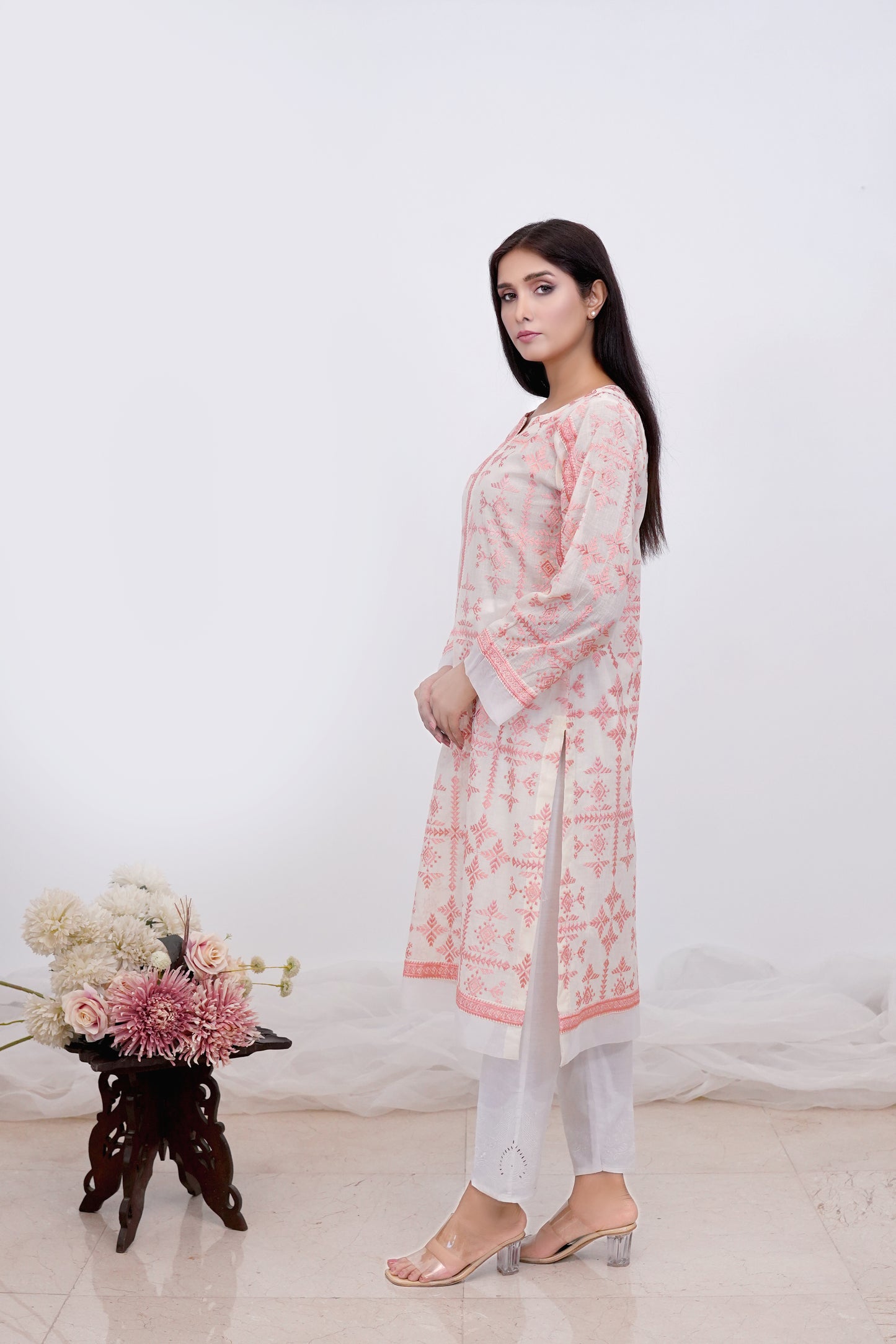 Elegant Pink Chikankari Shirt