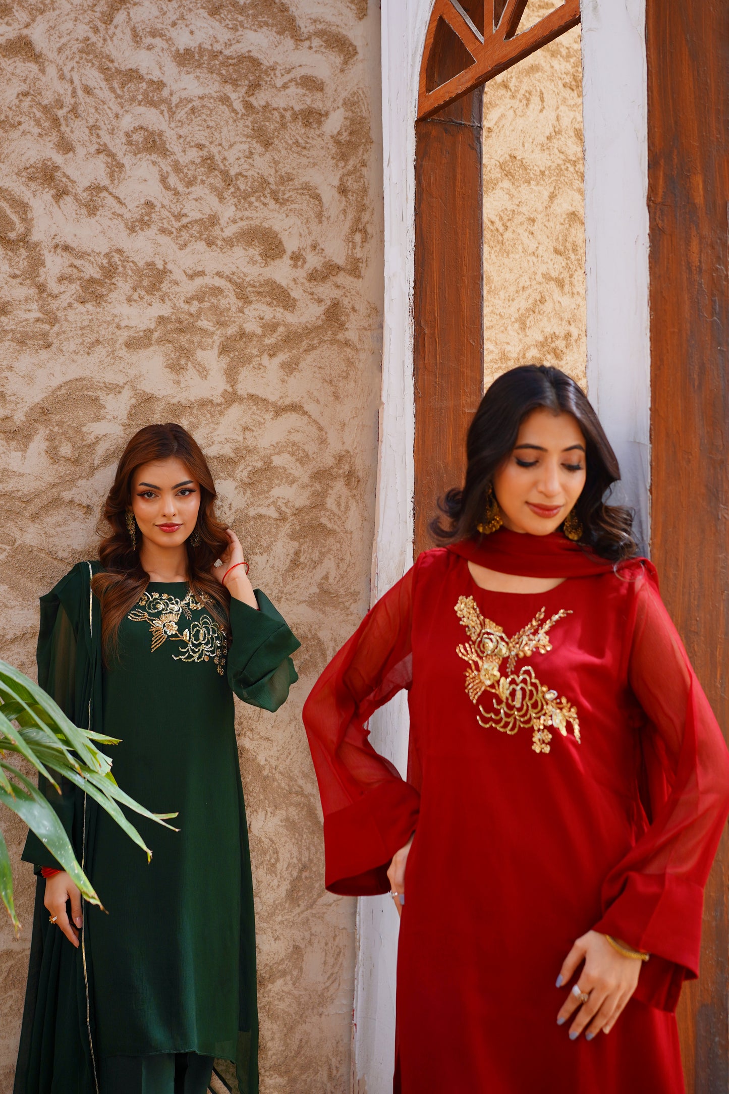 Jade & Ruby - Deep Green & Maroon