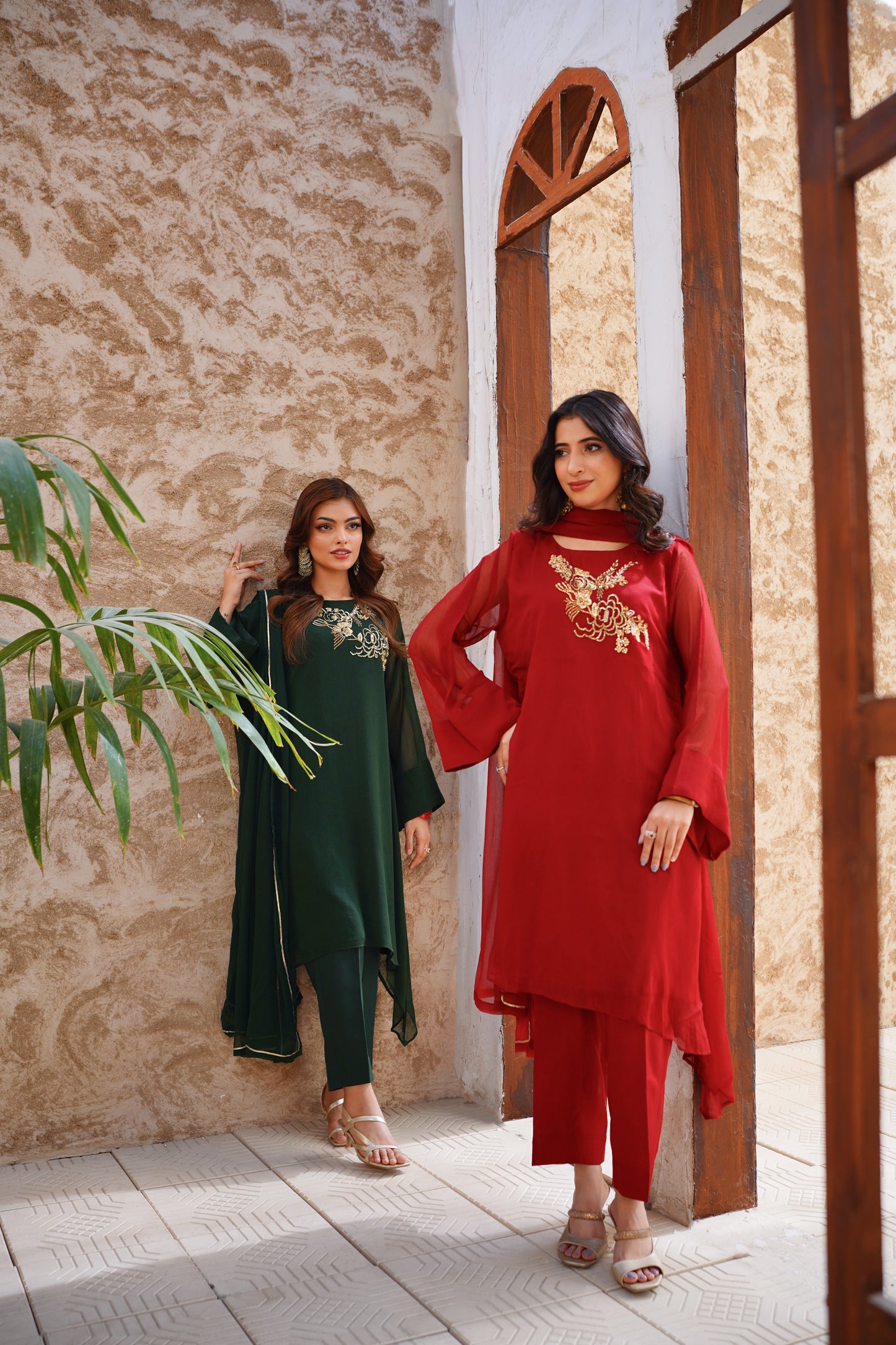 Jade & Ruby - Deep Green & Maroon