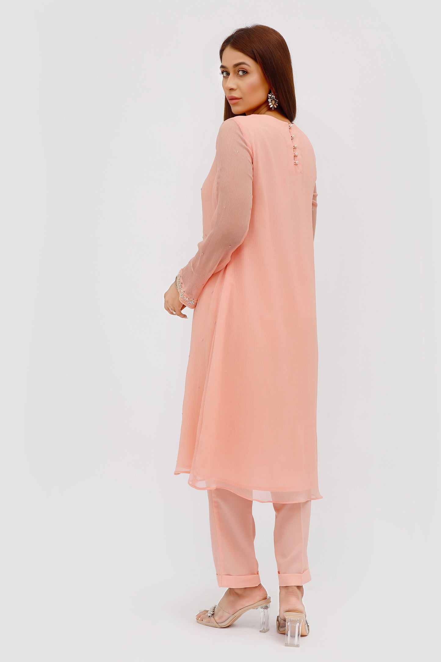 La Peach- 03 PC Chiffon suit- CE0550322