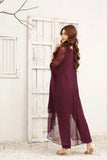 1PC Plum Chiffon Poncho-style Kameez with hand-embroidered daman