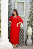 2PC  Chiffon kaftan-style Kameez with hand-embroidery &Crepe Trouser