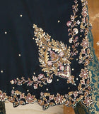 3PC Festive Suit - Hand-Embroidered Velvet Kameez, Jamawar Trouser & Maisoori Dupatta